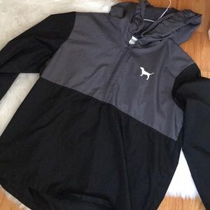 Black and grey half zip windbreaker